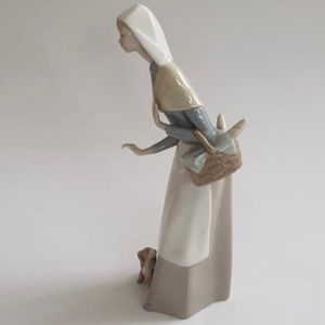 Lladro Spanish porcelain lady with basket of bread.